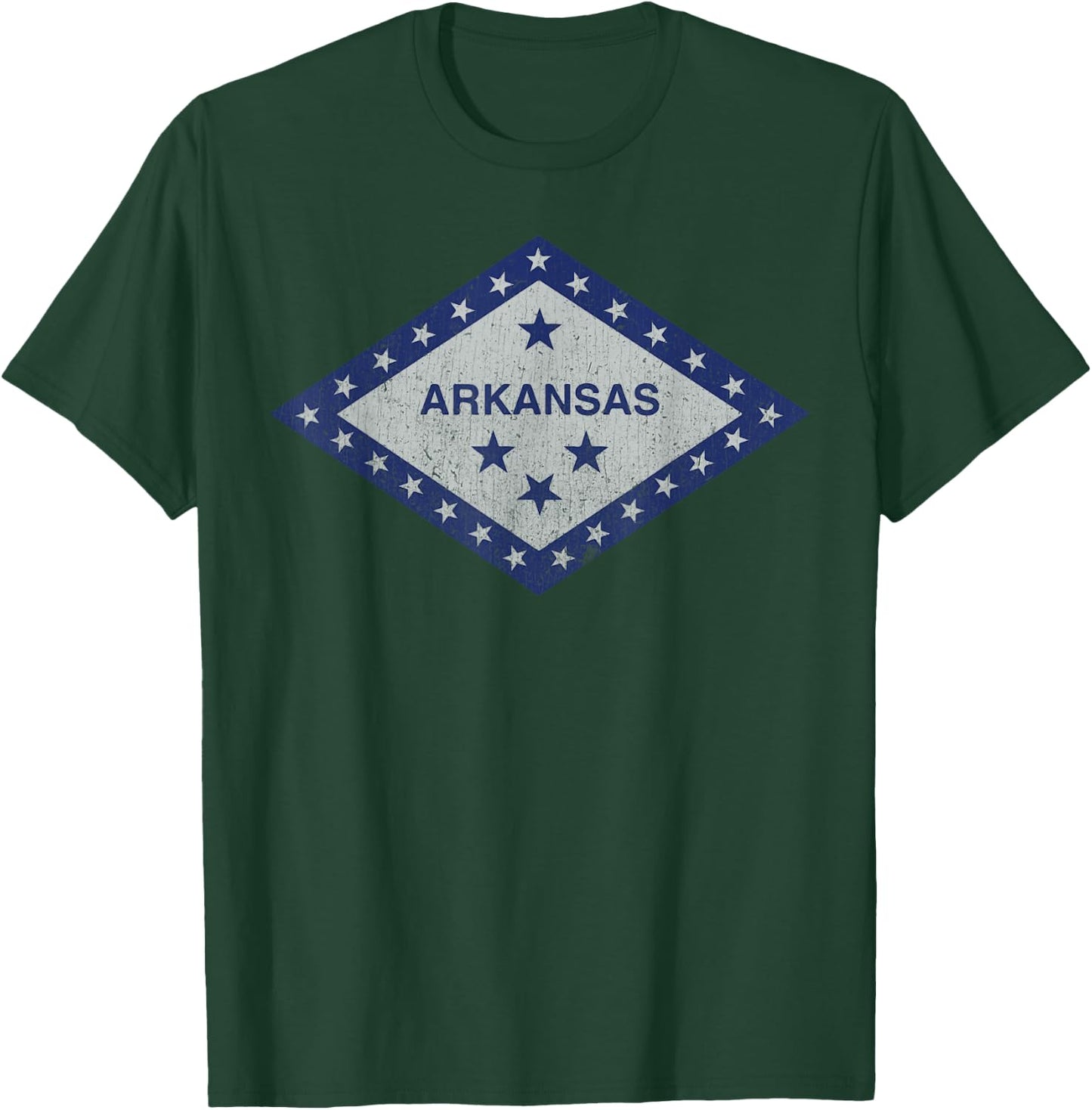 Distressed Stars Arkansas State Flag T-Shirt - T-Shirt | Forest