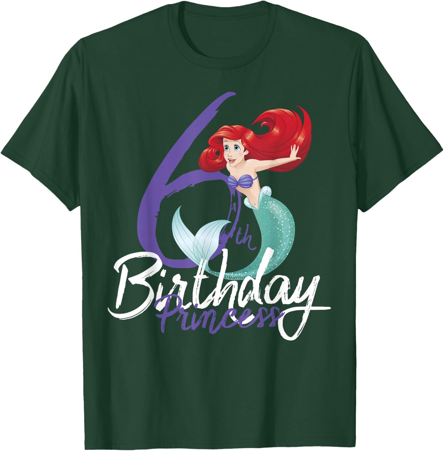 Disney The Little Mermaid Ariel 6th Birthday Princess Pose T-Shirt - T-Shirt | Forest