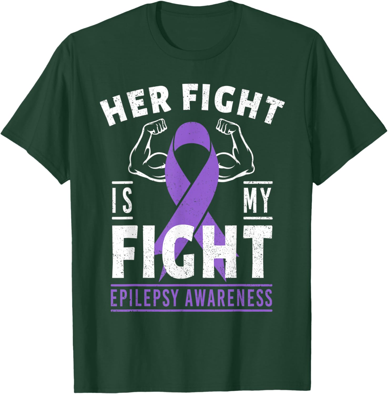 Her Fight is My Fight Epilepsy Awareness Month Purple Ribbon T-Shirt - T-Shirt | Forest