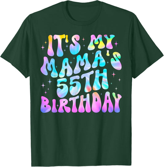 Tie-Dye It's My Mama's 55th Birthday Happy 55 Years Old T-Shirt - T-Shirt | Forest