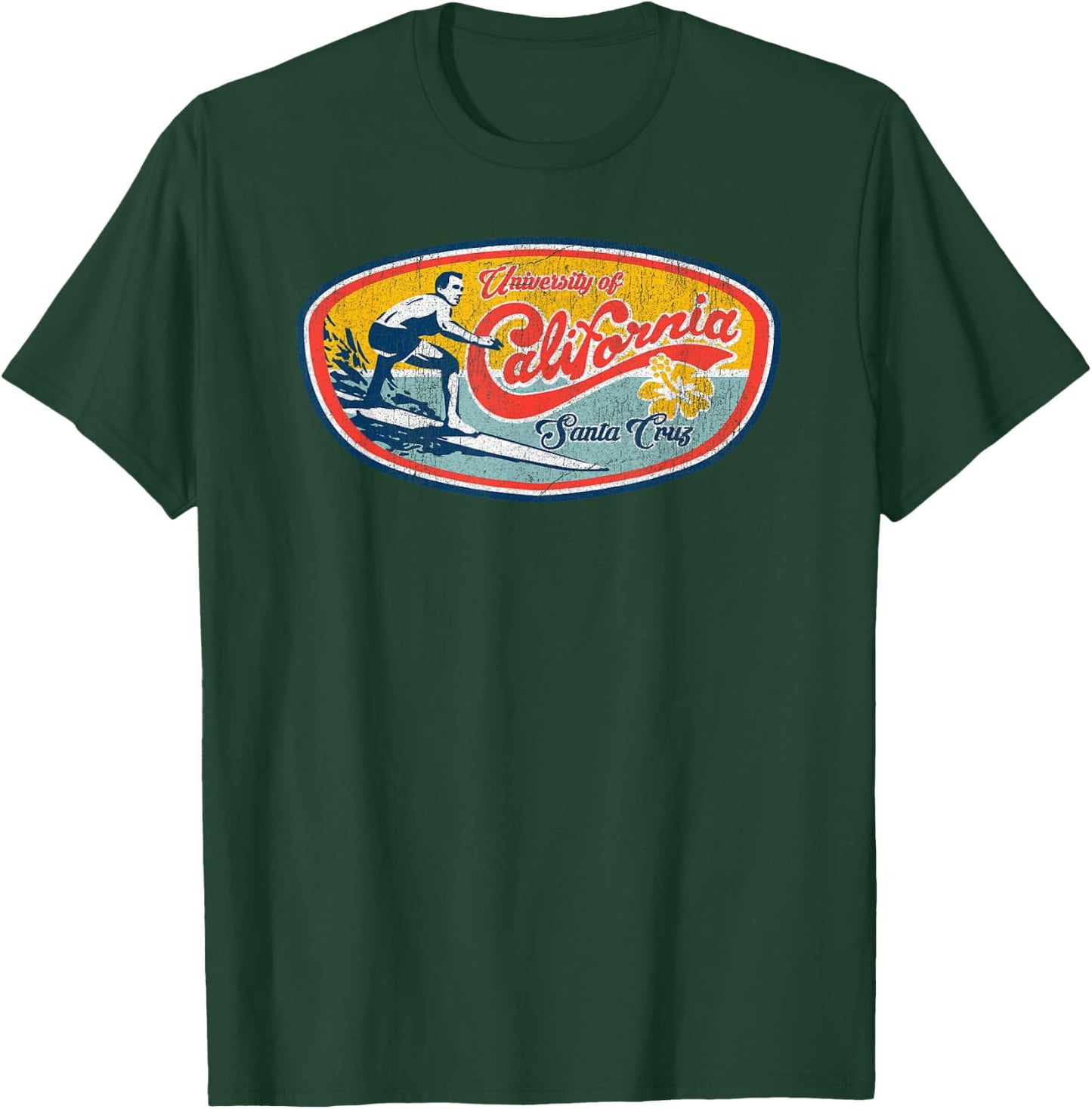 Vintage Retro Surf Style UC Santa Cruz T-Shirt - T-Shirt | Forest