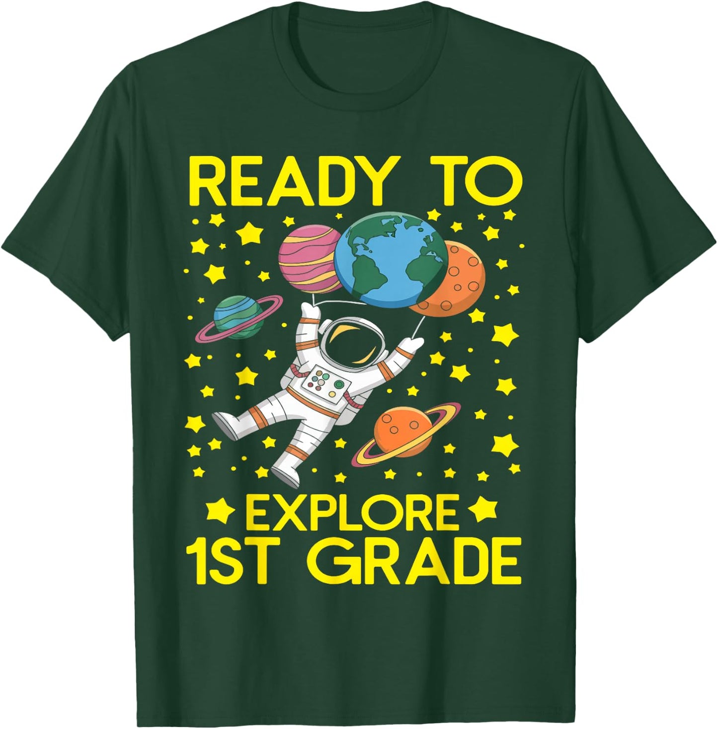 Boys 1st Grade Funny Astronaut Back to School First Grade T-Shirt - T-Shirt | Forest