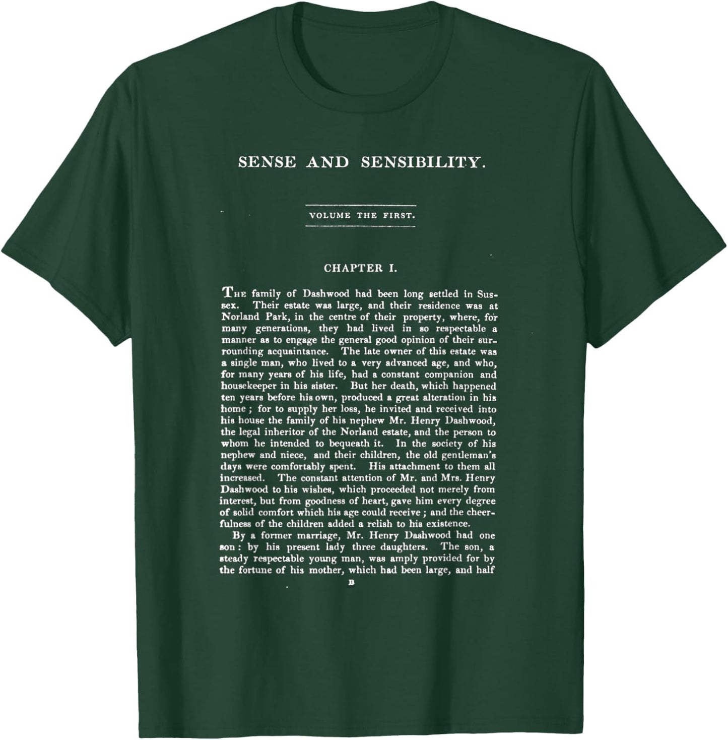 Sense and Sensitivity Jane Austen First Page T-Shirt - T-Shirt | Forest