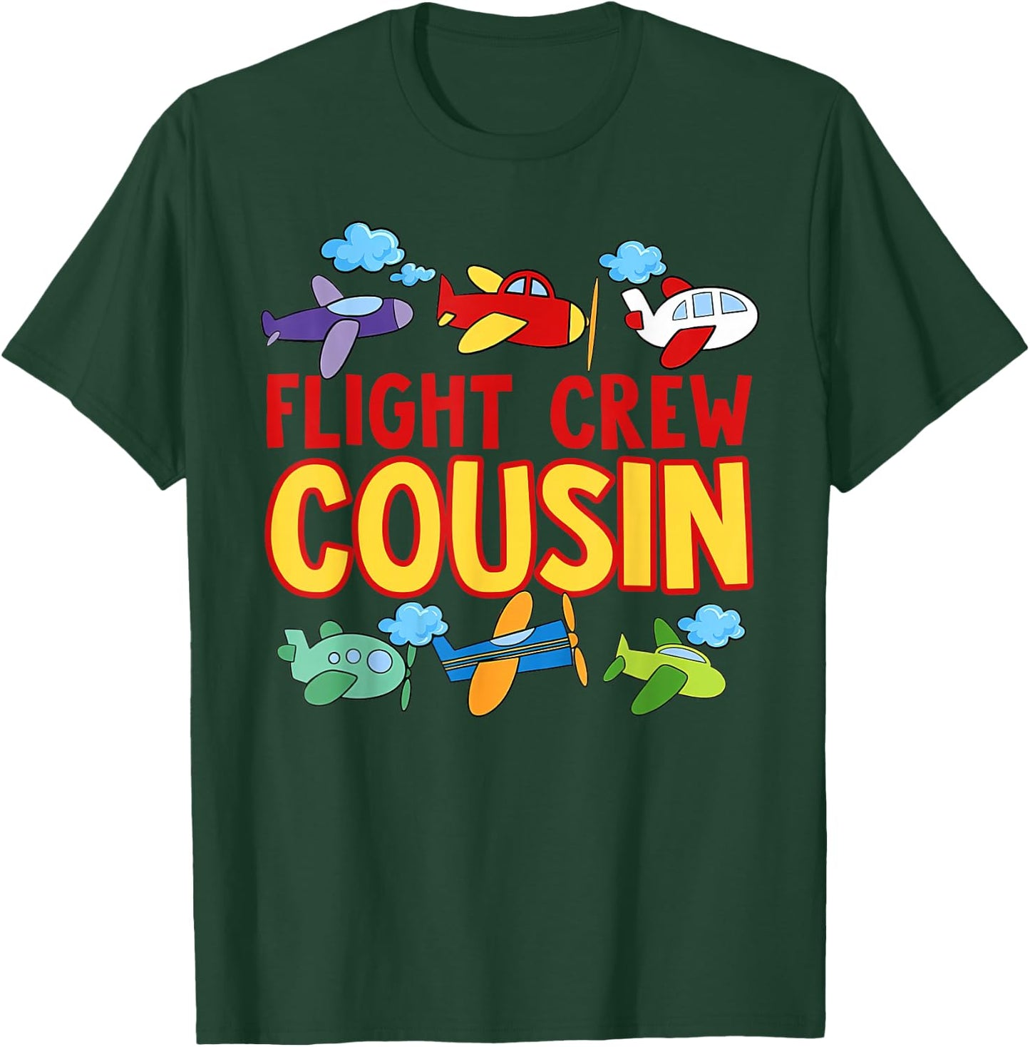 Flight Crew Cousin Airplane Shirt Cousin of The Birthday Boy T-Shirt - T-Shirt | Forest