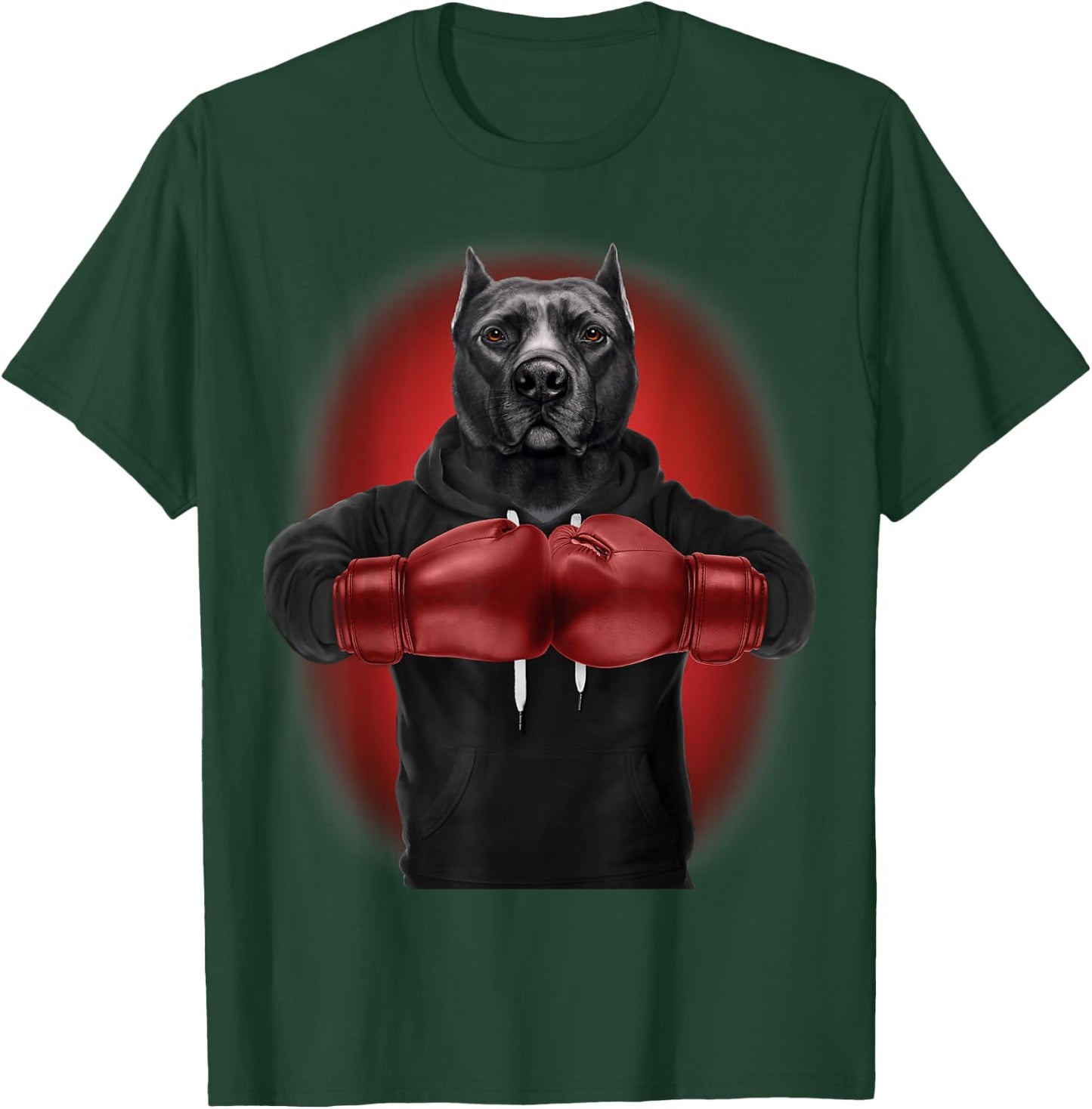 Boxing Black Pit Bull Dog, Martial Arts Warrior T-Shirt - T-Shirt | Forest