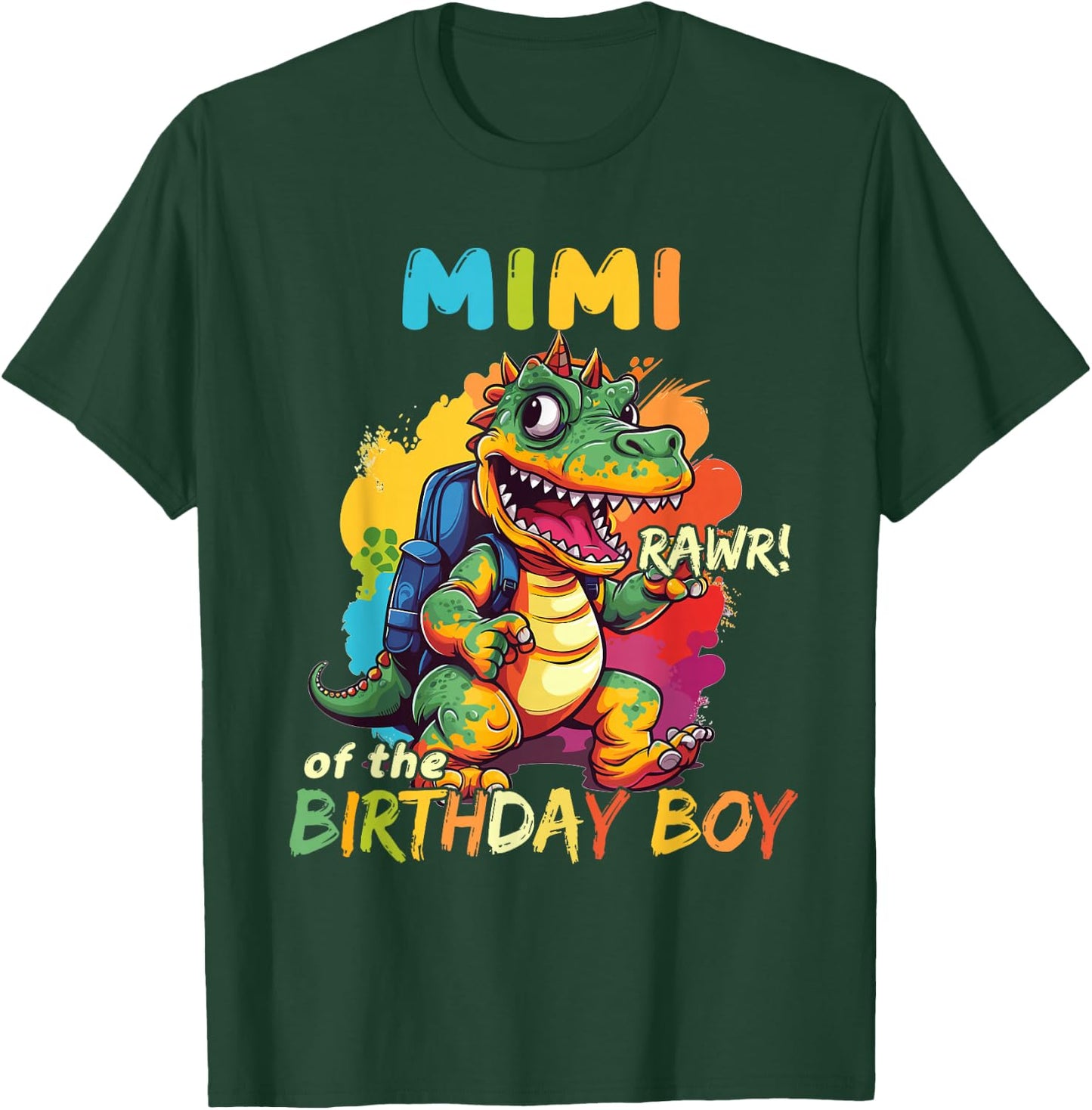 Mimi of the Birthday Boy Dinosaur Celebration Graphic T-Shirt - T-Shirt | Forest