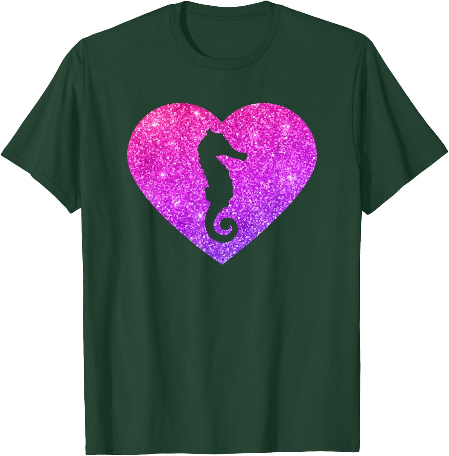 Cute Seahorse Heart Gift Girls Teens And Women T-Shirt - T-Shirt | Forest