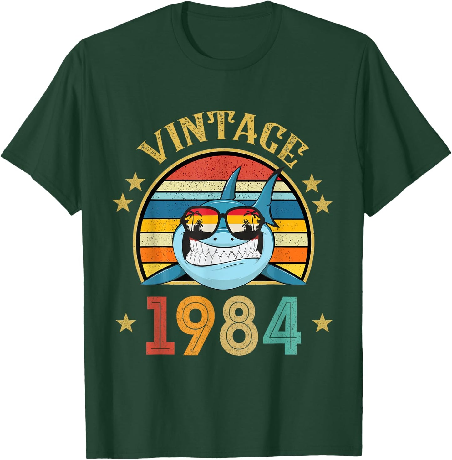 Vintage Shark Gift 41 Years Old Retro Vintage 1984 T-Shirt - T-Shirt | Forest