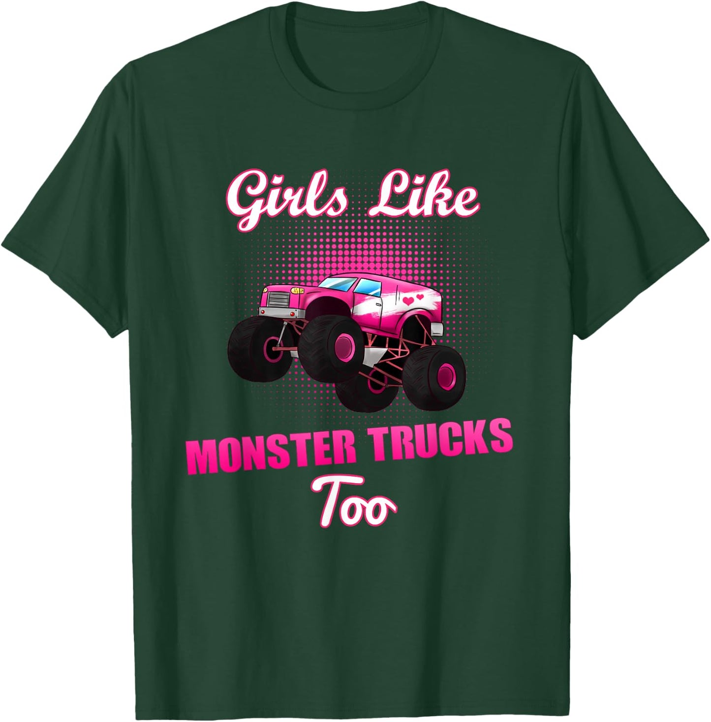 Monster Truck Muscle Car Girls Woman Pinkness Big Wheel T-Shirt - T-Shirt | Forest
