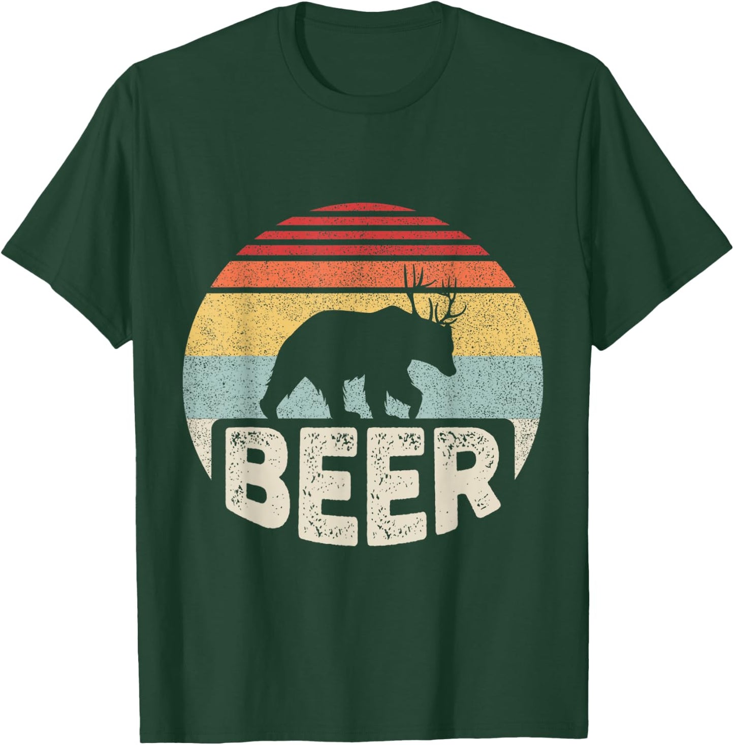 Vintage Retro Bear Deer Funny Beer T-Shirt - T-Shirt | Forest