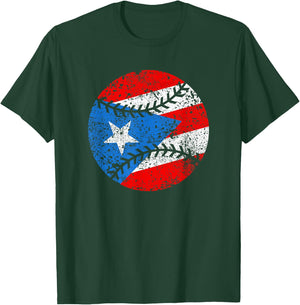 Puerto Rican Baseball Proud Boricua Flag Puerto Rico T-Shirt - T-Shirt | Forest