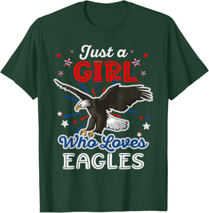 Just a Girl Who Loves Eagles American Girls Women Bald Eagle T-Shirt - T-Shirt | Forest