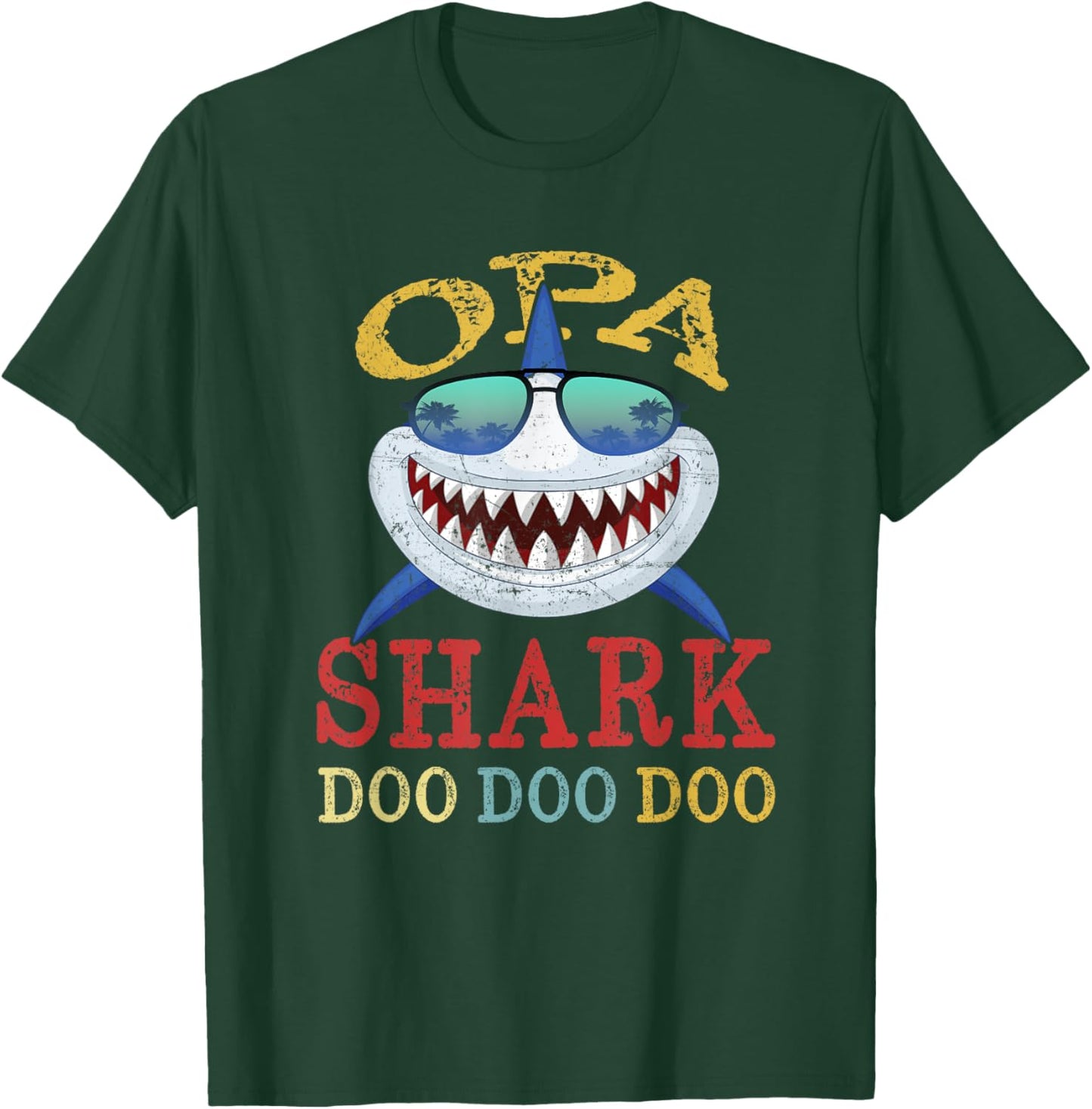 FAMILY 365 Opa Shark Father's Day Men Gift T-Shirt - T-Shirt | Forest