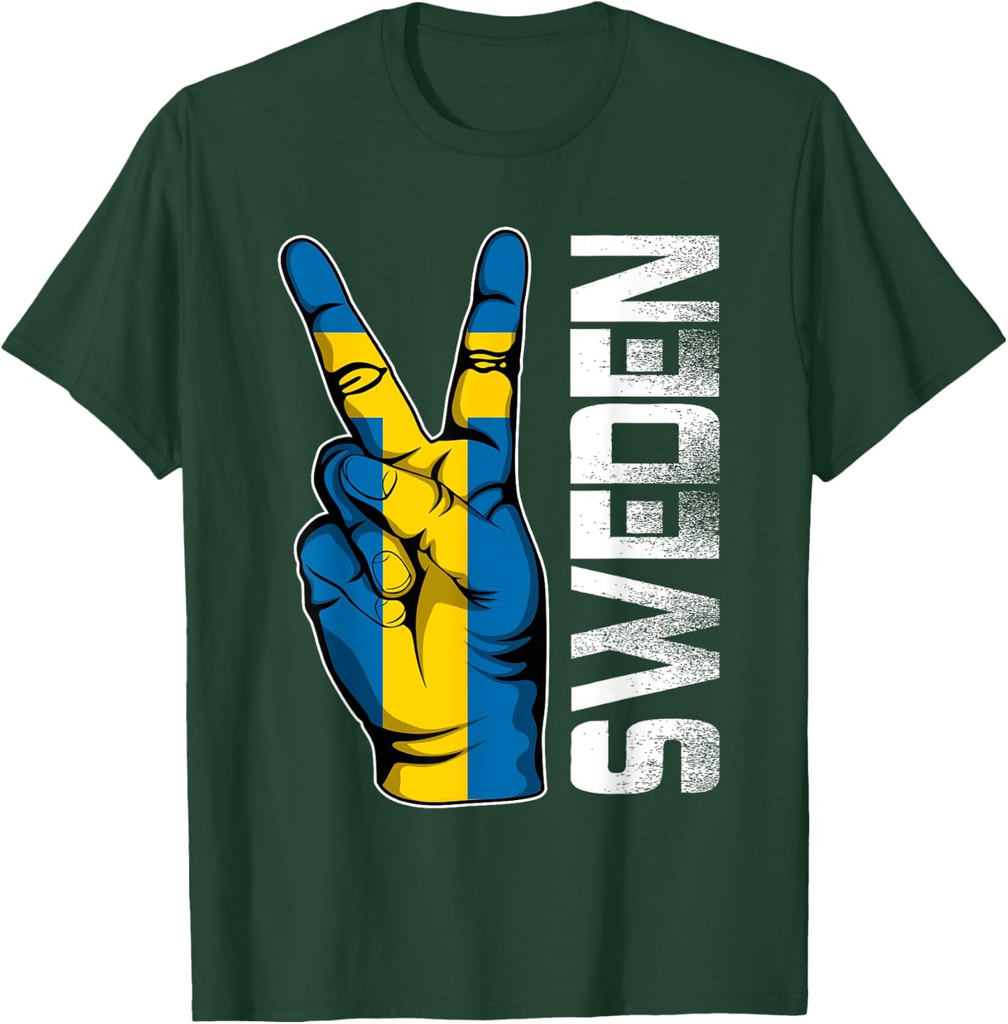 Retro Patriotic Victory Sweden Flag Fingers Kids Men T-Shirt - T-Shirt | Forest