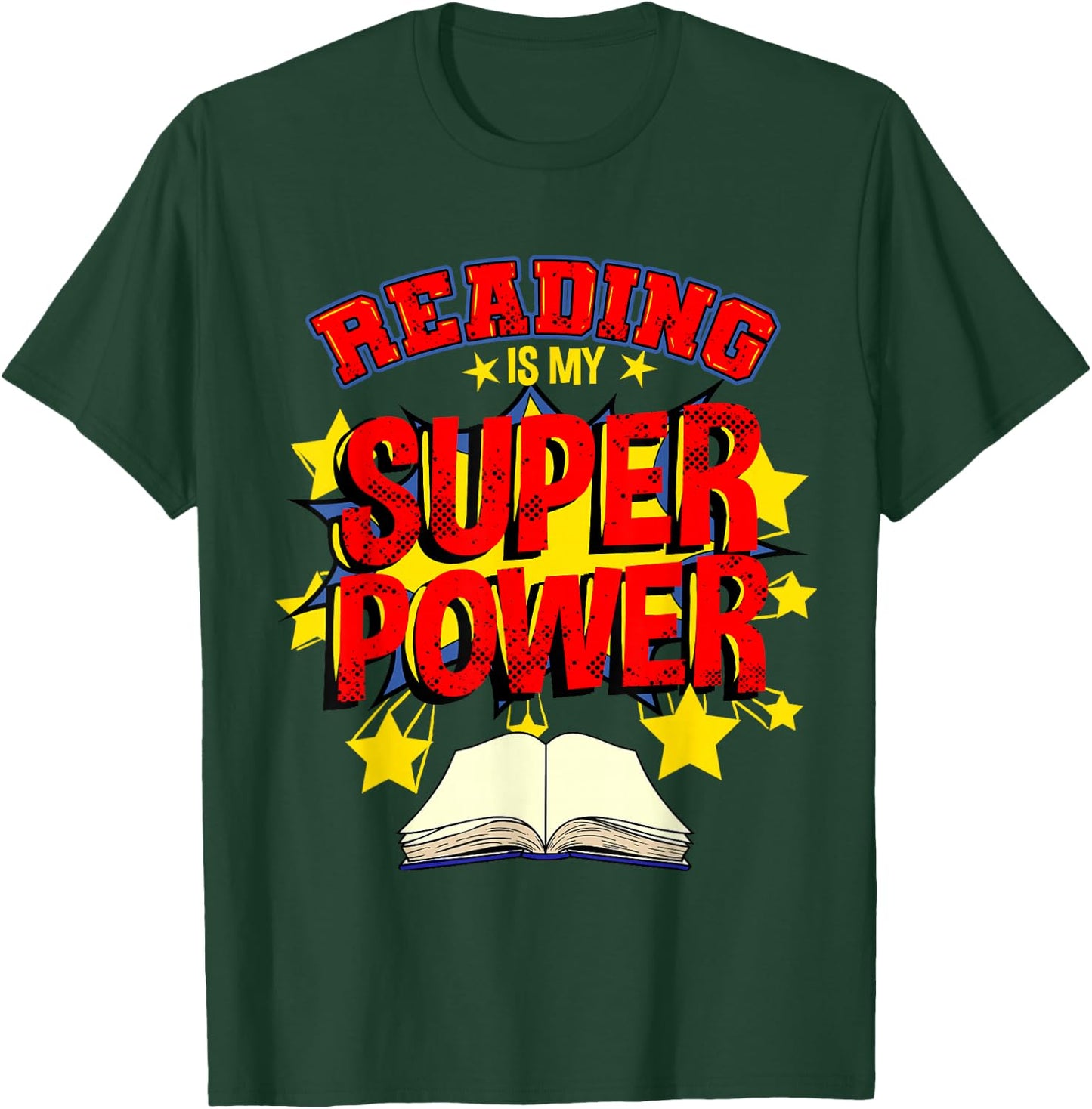Reading Is My Superpower Comic Book T-Shirt - T-Shirt | Forest