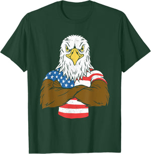 Patriotic Bald Eagle - USA American Flag 4th of July Fourth T-Shirt - T-Shirt | Forest