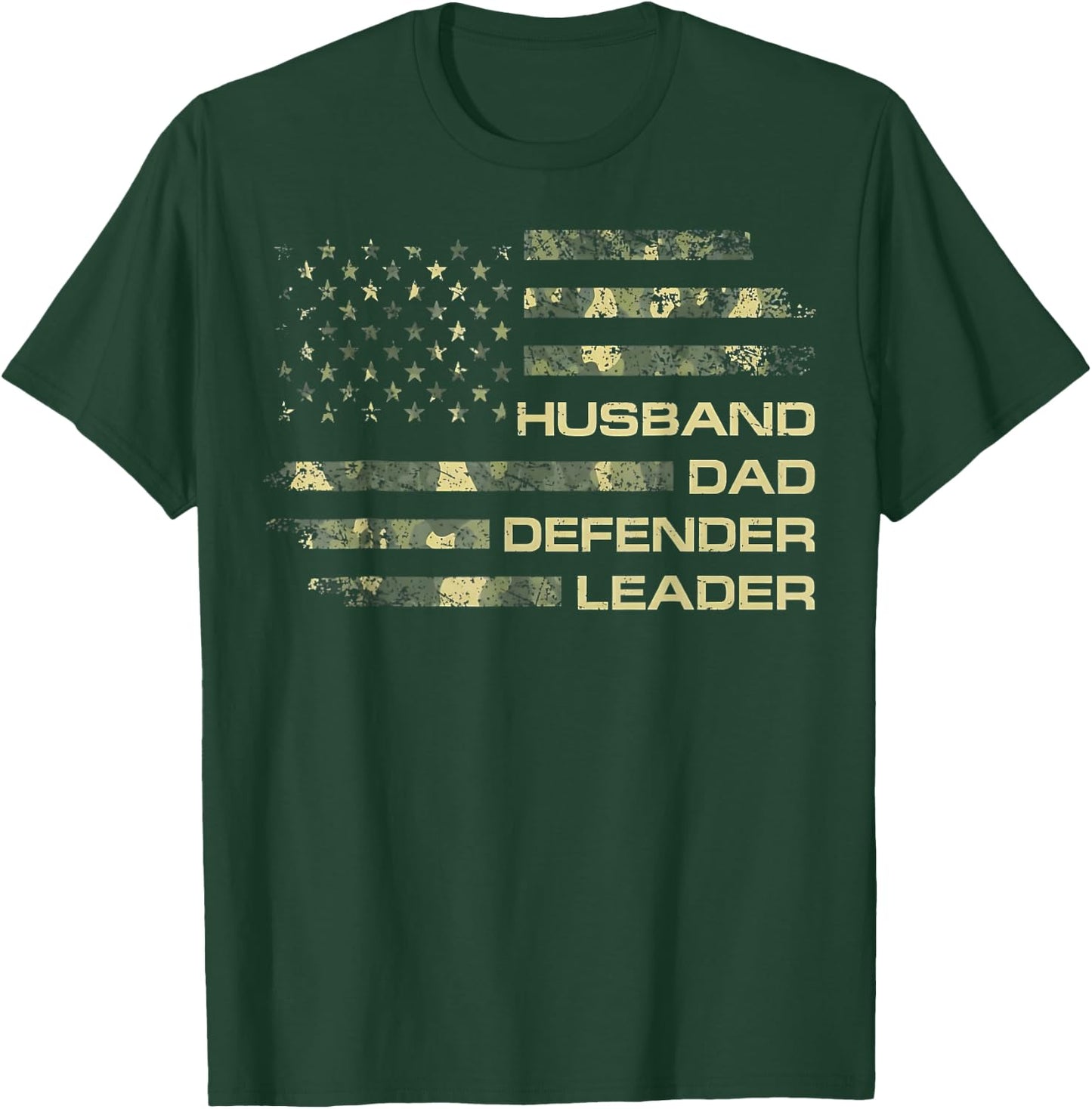 Husband Dad Defender Leader Great Fathers Day Daddy T-Shirt - T-Shirt | Forest