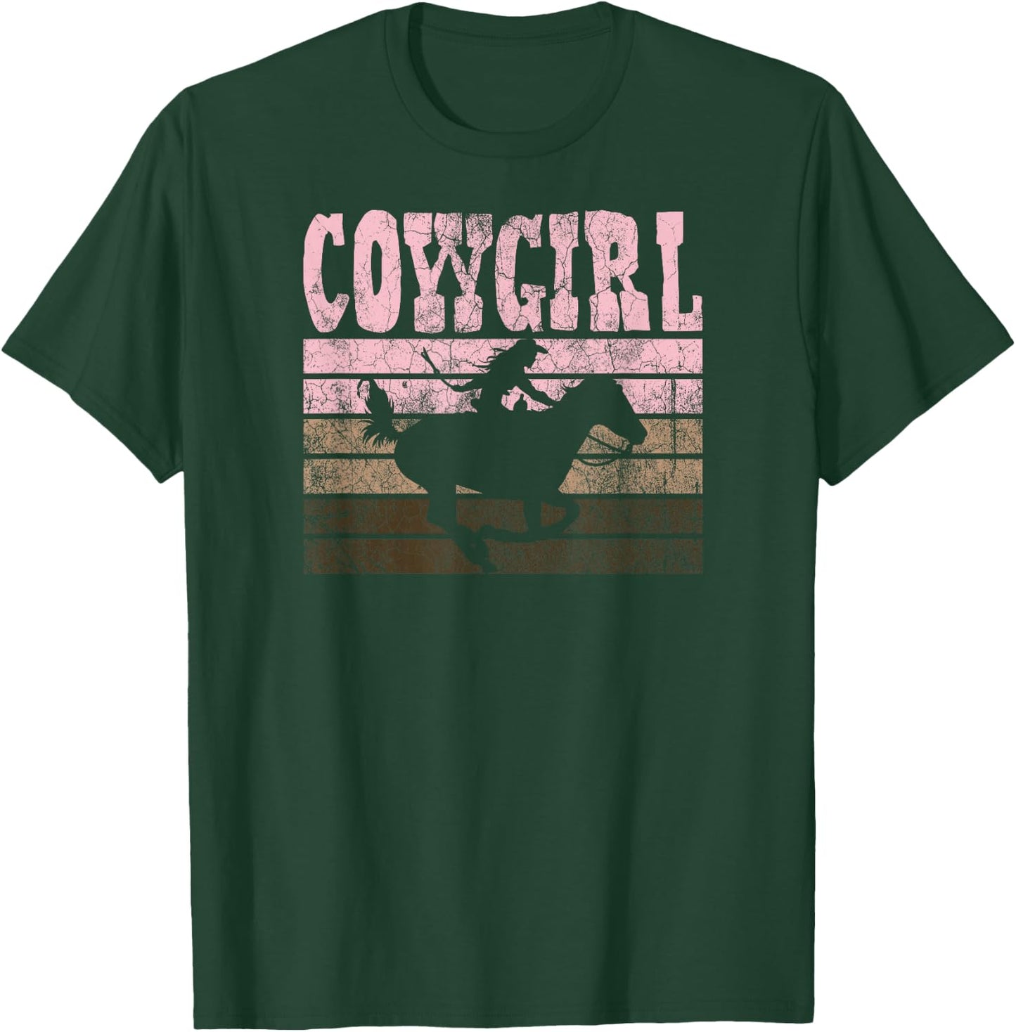 Cowgirl || Cow Girl Horse Equestrian Brown Cowgirl T-Shirt - T-Shirt | Forest