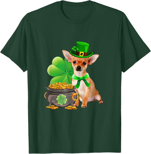 Chihuahua Dog Shamrock St Patricks Day Dog Irish Gift T-Shirt - T-Shirt | Forest