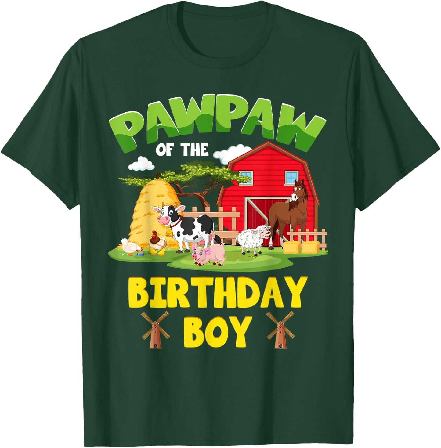 Pawpaw Of The Birthday Boy Farm Animals Barnyard Party T-Shirt - T-Shirt | Forest