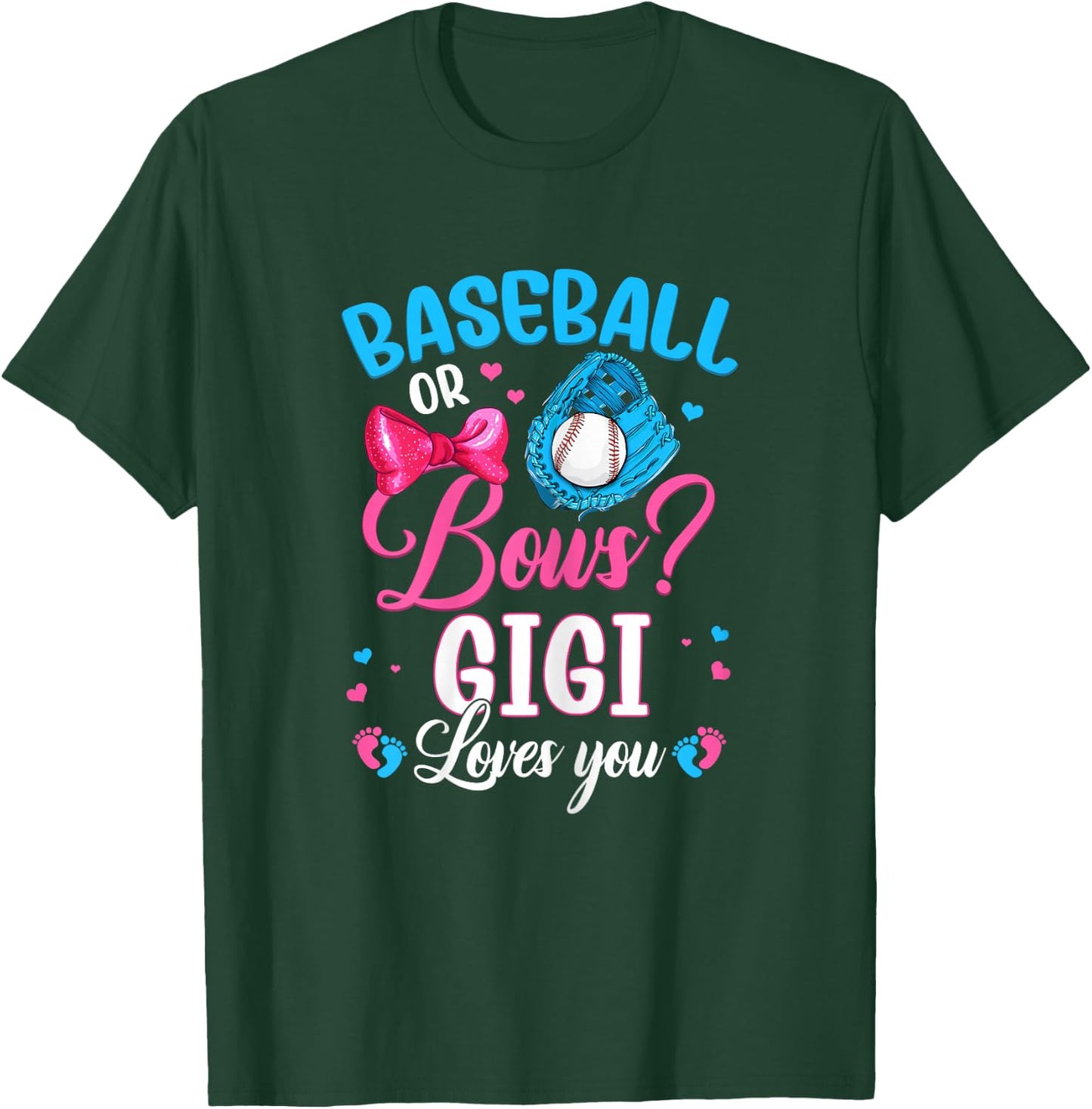 Baseball Or Bows Gigi Loves You Gender Reveal T-Shirt - T-Shirt | Forest