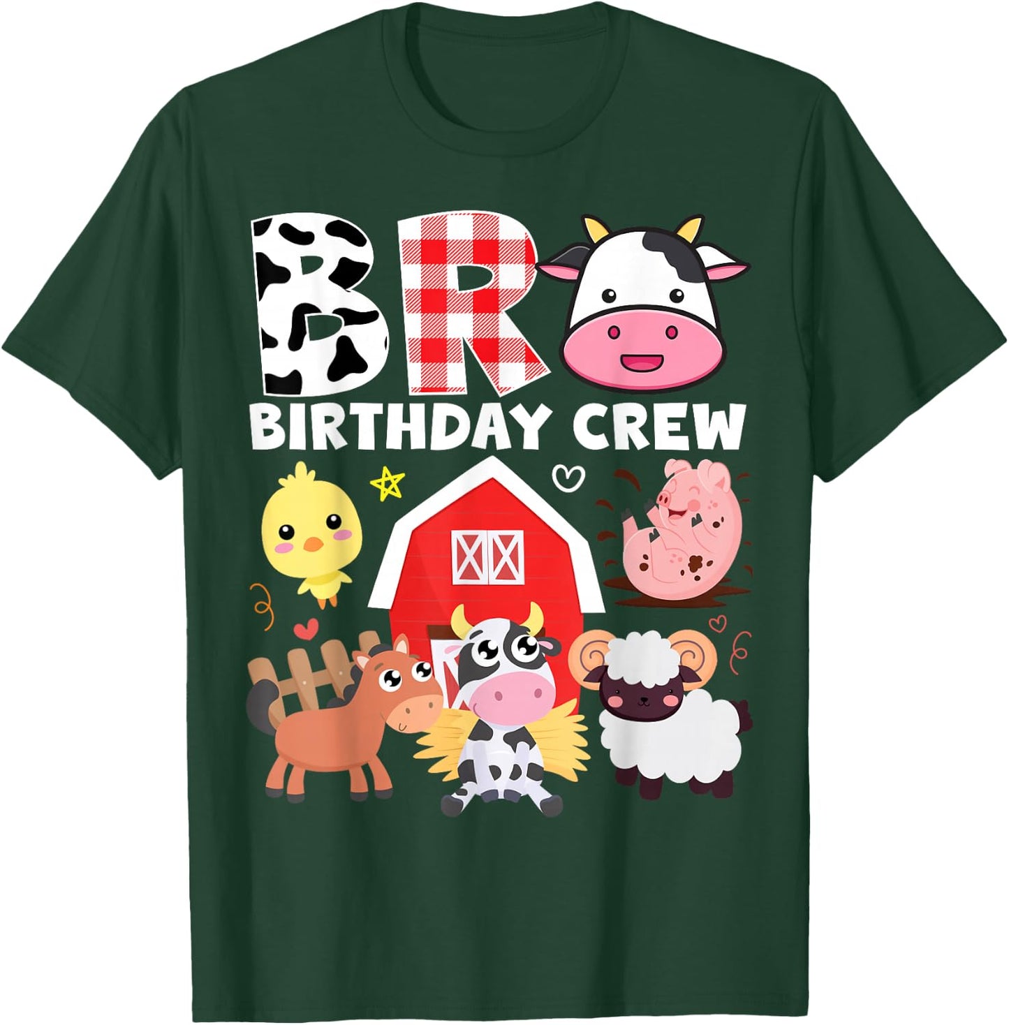 Cow Bro Birthday Crew Farm Theme Animals Kids Birthday Party T-Shirt - T-Shirt | Forest