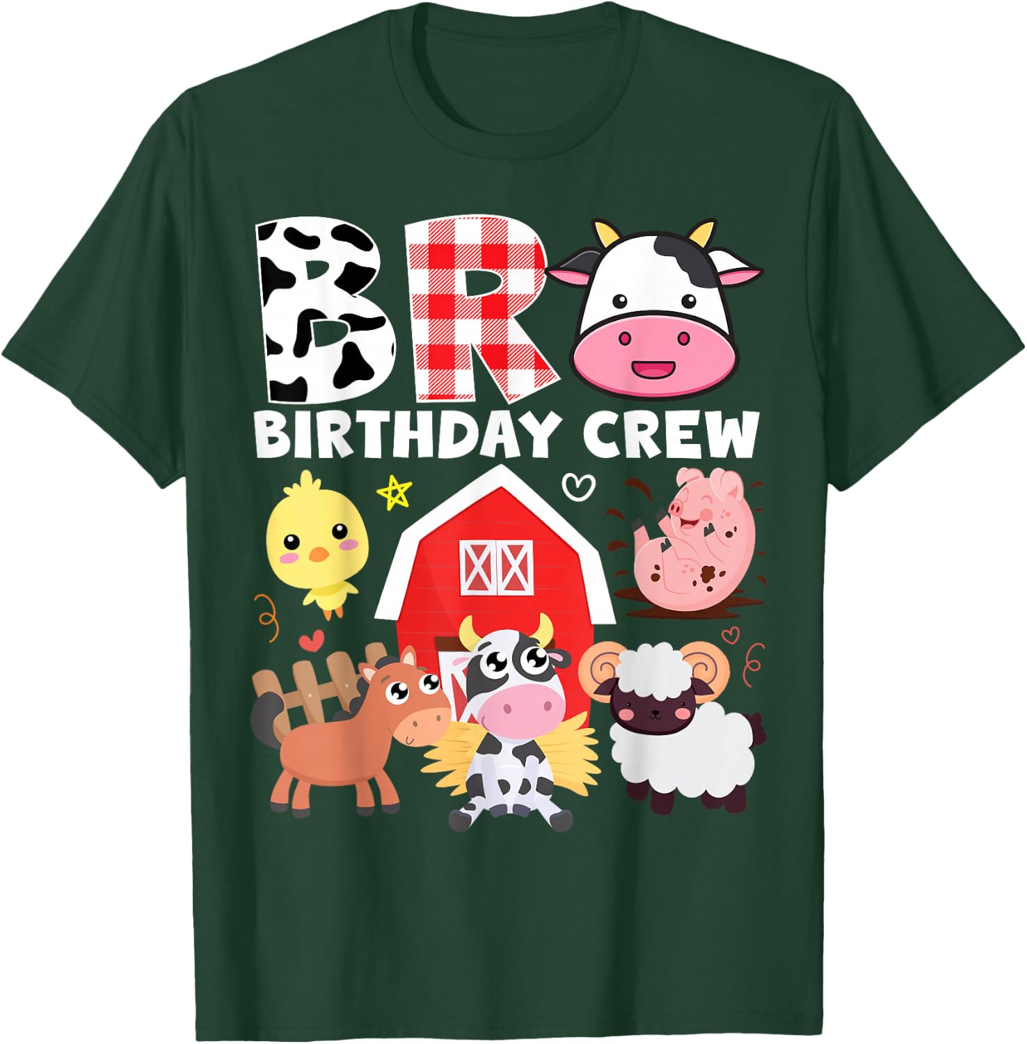 Cow Bro Birthday Crew Farm Theme Animals Kids Birthday Party T-Shirt - T-Shirt | Forest