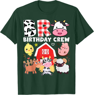 Cow Bro Birthday Crew Farm Theme Animals Kids Birthday Party T-Shirt - T-Shirt | Forest