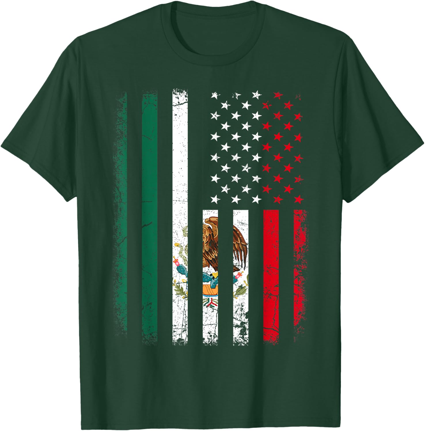Mexican American Flag Mexican Roots Mexico America Small T-Shirt - T-Shirt | Forest