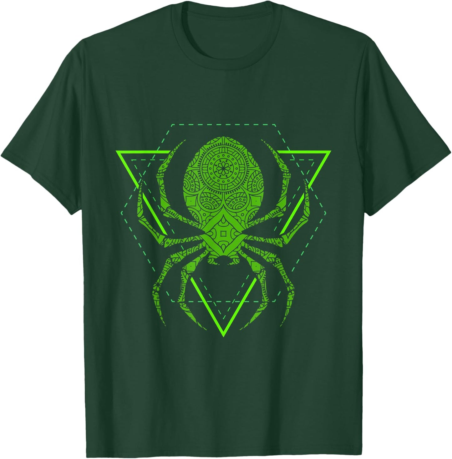 Sacred Geometry Halloween Spider Tribal Tattoo Mandala T-Shirt - T-Shirt | Forest