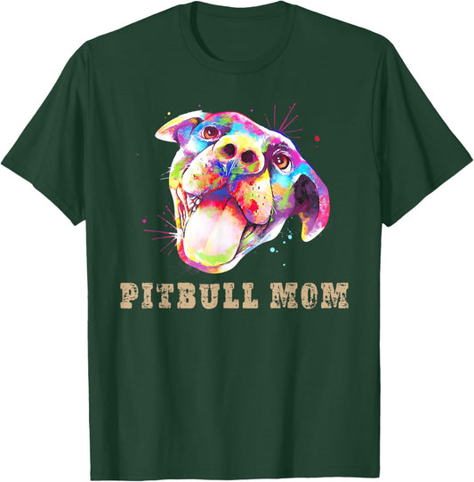 Pitbull Mom - Smiling Pitbull Puppy Face - Funny Pitbull Mom T-Shirt - T-Shirt | Forest
