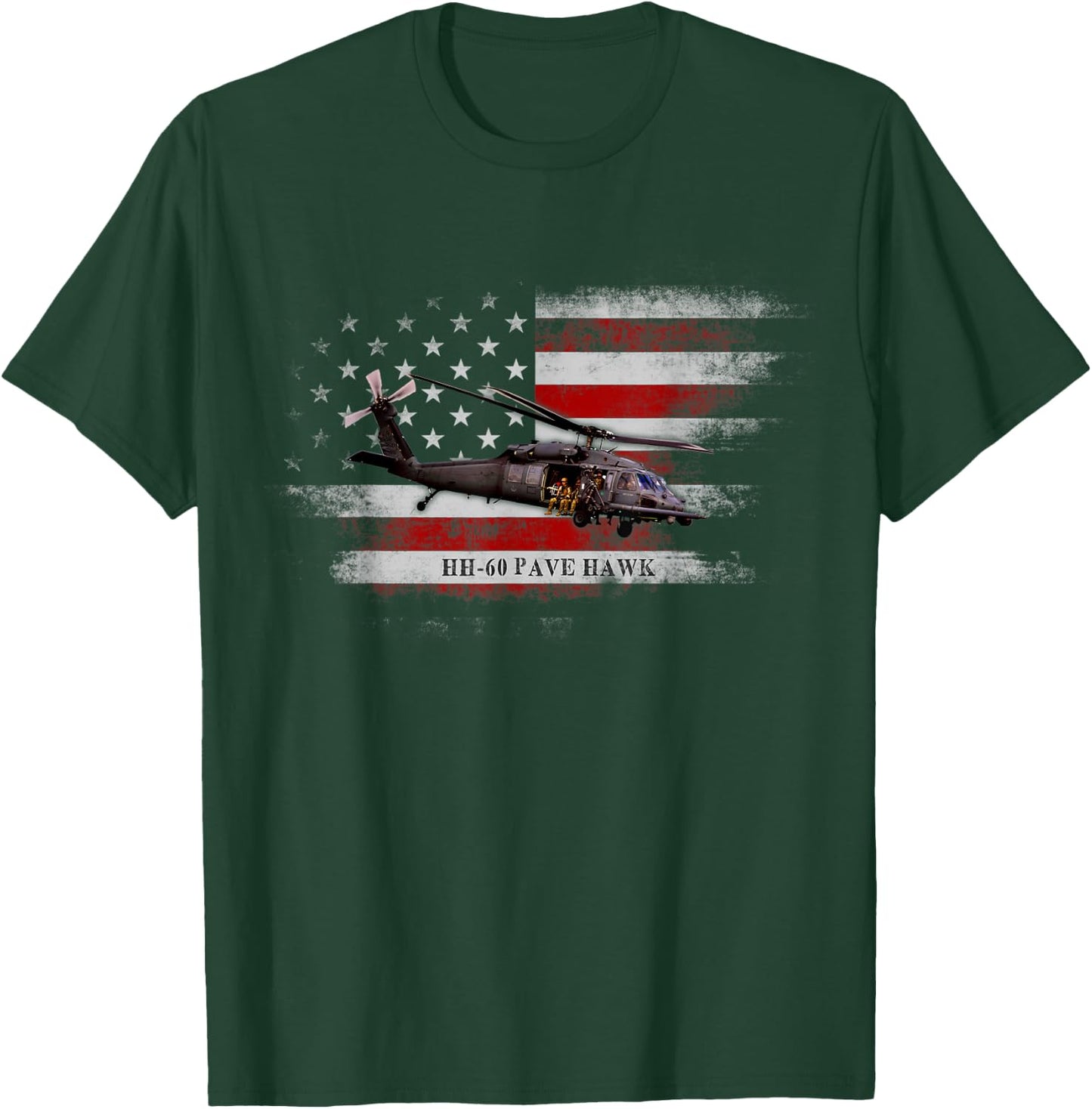 HH-60 Pave Hawk Helicopter USA Flag Helicopter Pilot Gifts Men T-Shirt - T-Shirt | Forest