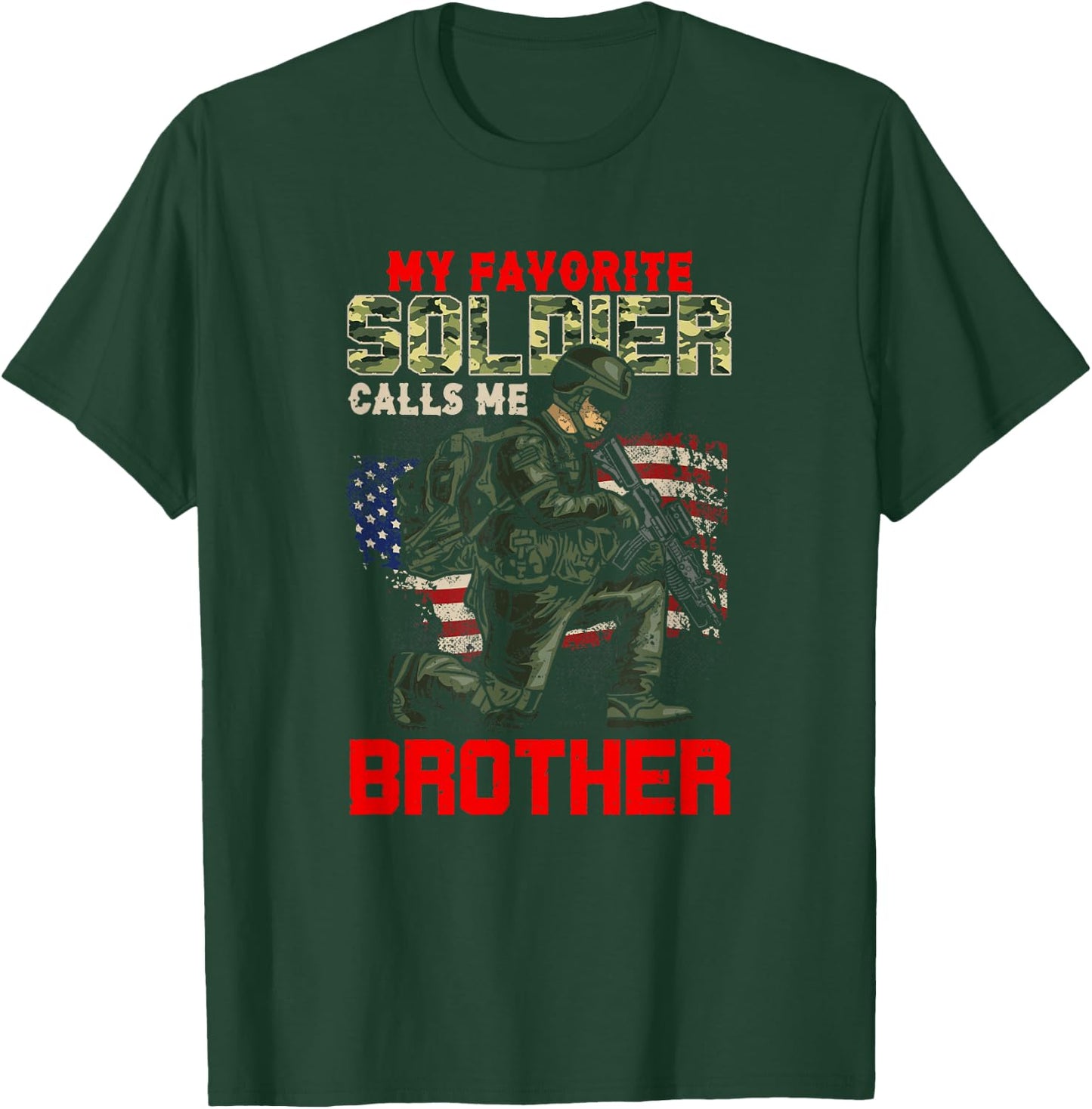 Vintage My Favorite Soldier Calls Me Brother Soldier Lover T-Shirt - T-Shirt | Forest