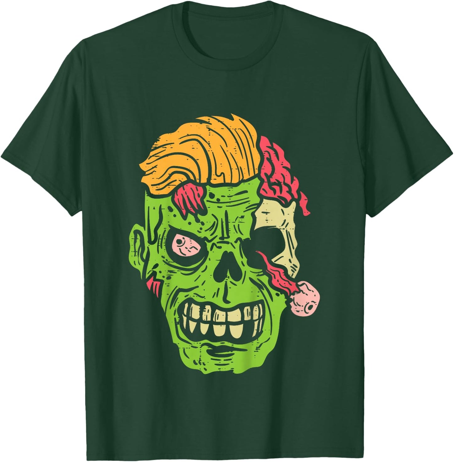 Kids Zombie Face Scary Spooky Creepy Halloween Boys Youth Teen T-Shirt - T-Shirt | Forest