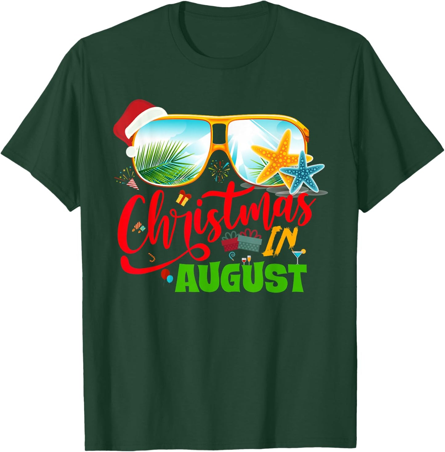 Funny Christmas in August gift Summer Reindeer Float Xmas T-Shirt - T-Shirt | Forest