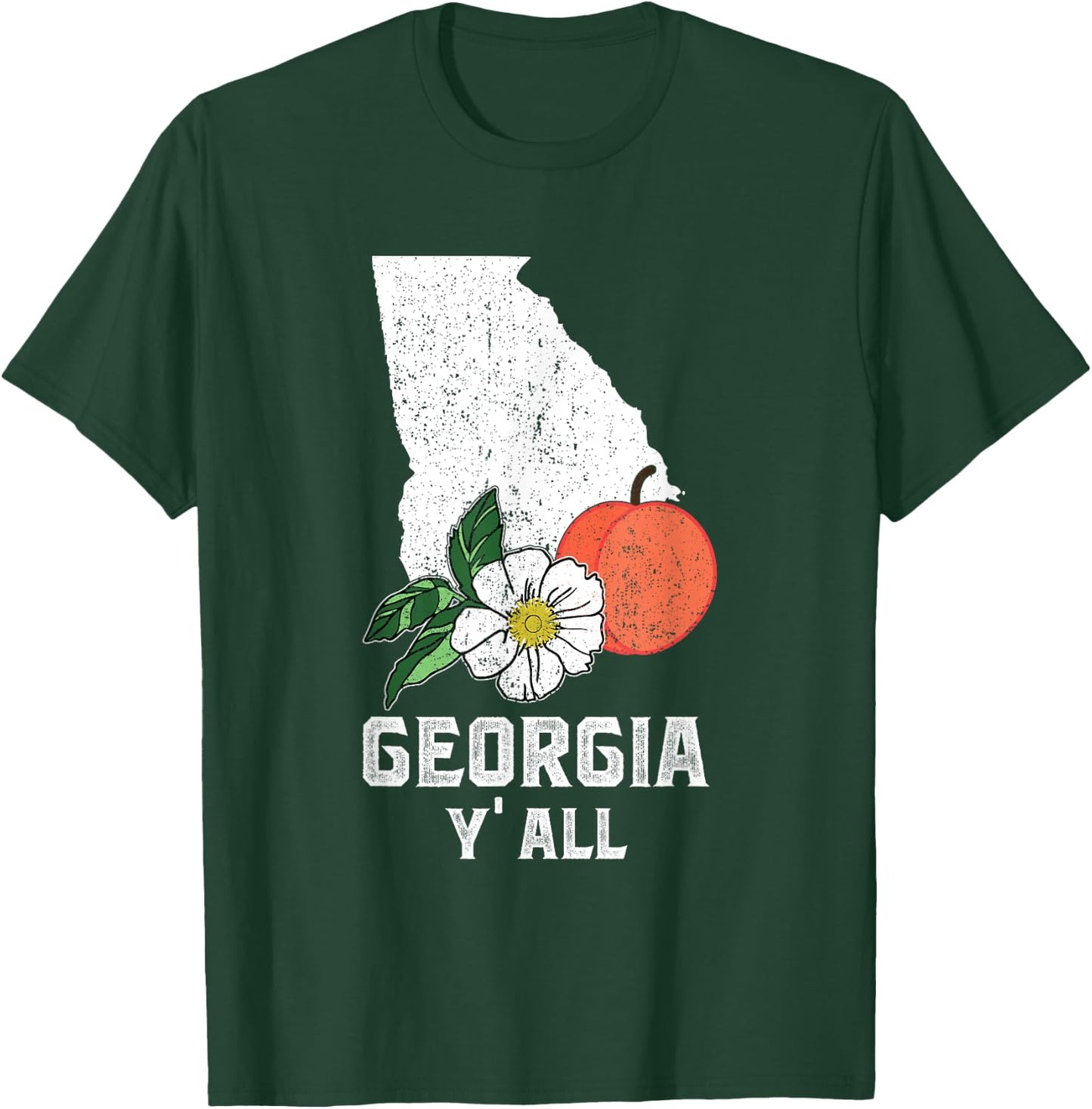 Georgia Y' All Peach State Cherokee Rose Vacation Souvenir T-Shirt - T-Shirt | Forest