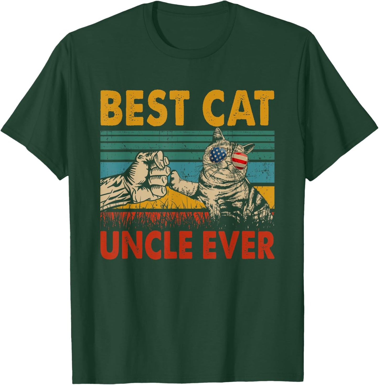 Vintage Retro Best Cat Uncle Ever Funny Dad Cat Lover Gifts Women T-Shirt - T-Shirt | Forest