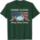 Daddy Shark Pew Pew - USA Dad Pistol Joke Funny Gun T-Shirt - T-Shirt | Forest