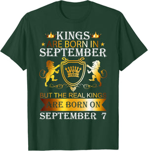 Kings Are Born On September 7th Birthday Bday Boys Kids T-Shirt - T-Shirt | Forest