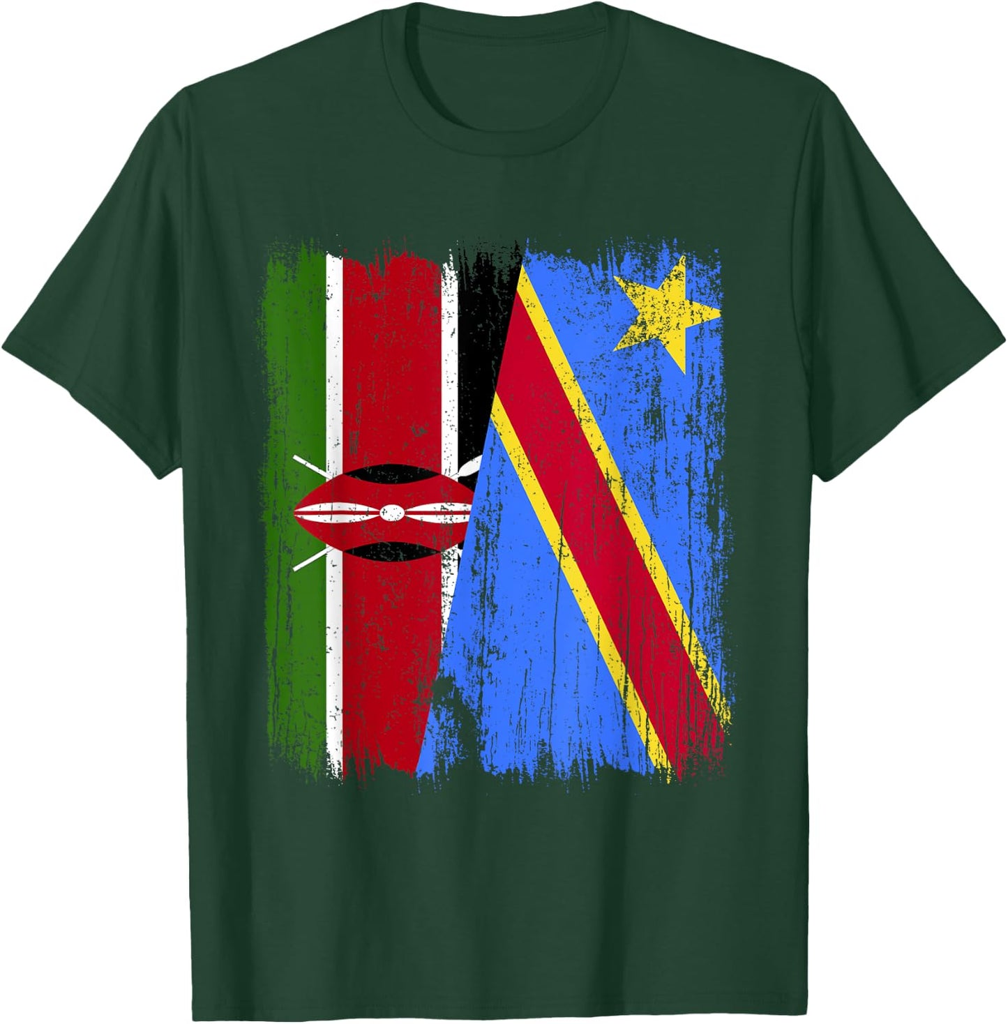 Kenya Congo Half Flag Kenyan Congolese Pride Jersey T-Shirt - T-Shirt | Forest