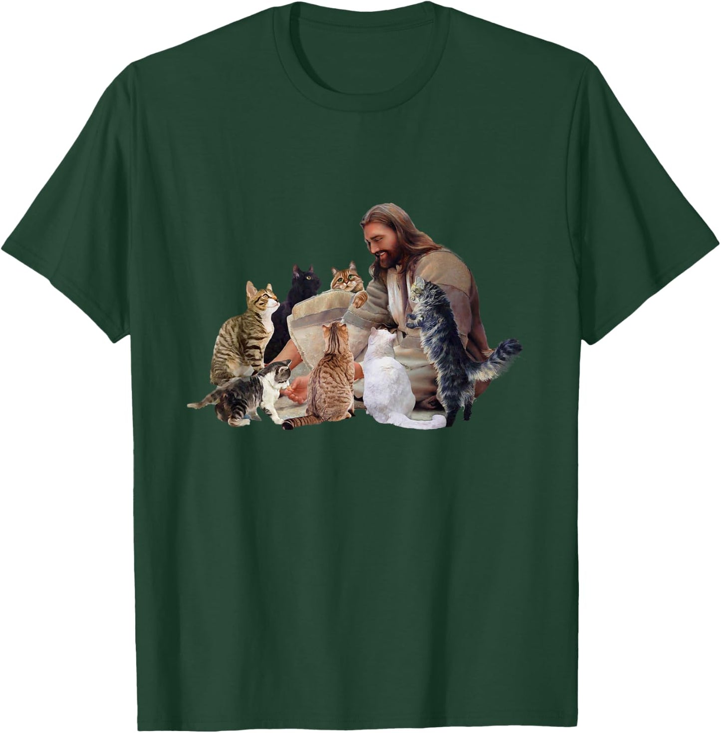 Jesus Hugs Cats Funny Cats T-Shirt - T-Shirt | Forest