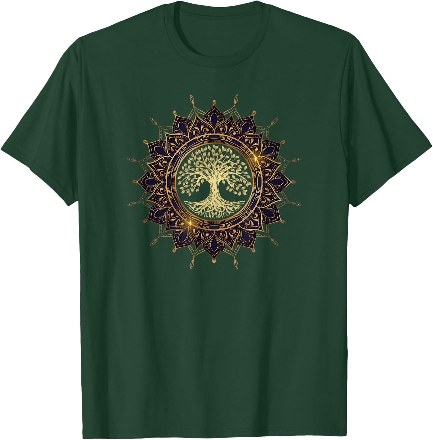 Retro Mandalas Vibe Tree Retro Tree of the Mystical Life Zen Yoga Meditation T-Shirt - T-Shirt | Forest