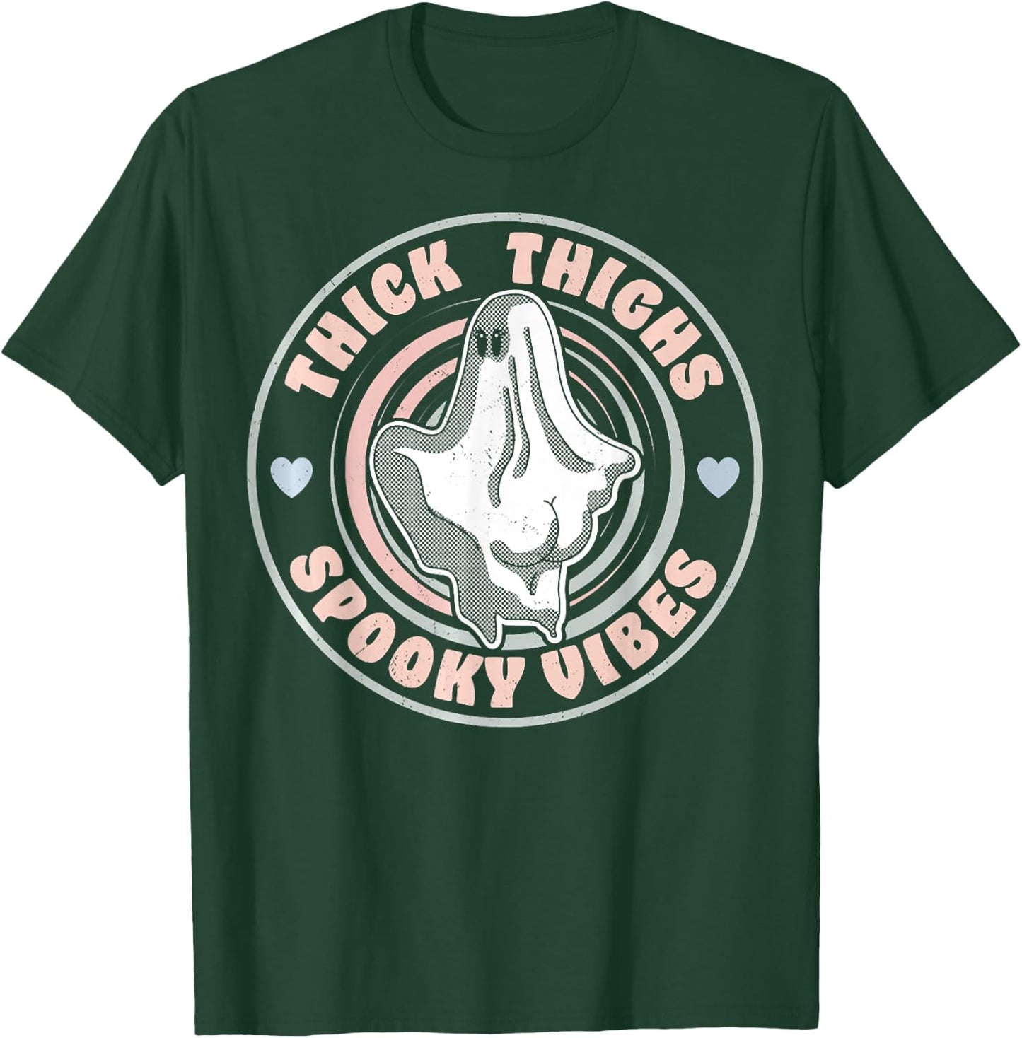 Thick Thighs Spooky Vibes Funny Halloween Ghost Pastel Goth T-Shirt - T-Shirt | Forest