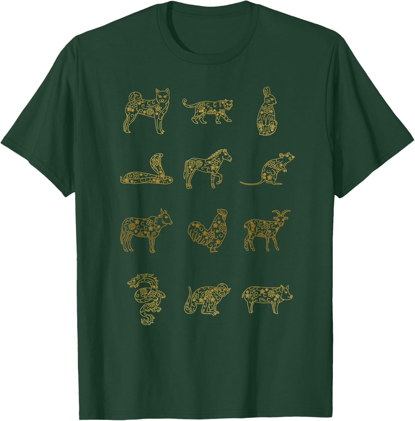 Chinese Zodiac Animal Signs Lunar Chinese New Year T-Shirt - T-Shirt | Forest