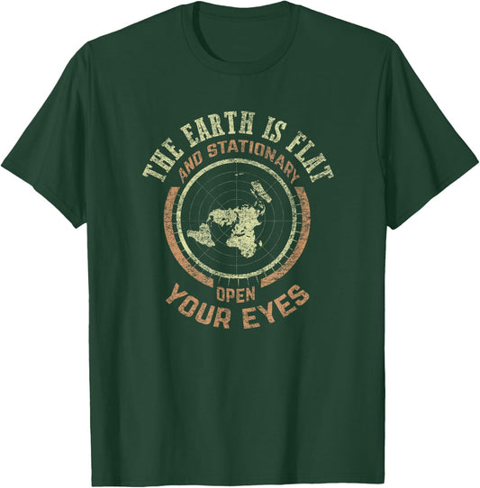 Flat Earth and Stationary Vintage Conspiracy Small T-Shirt - T-Shirt | Forest