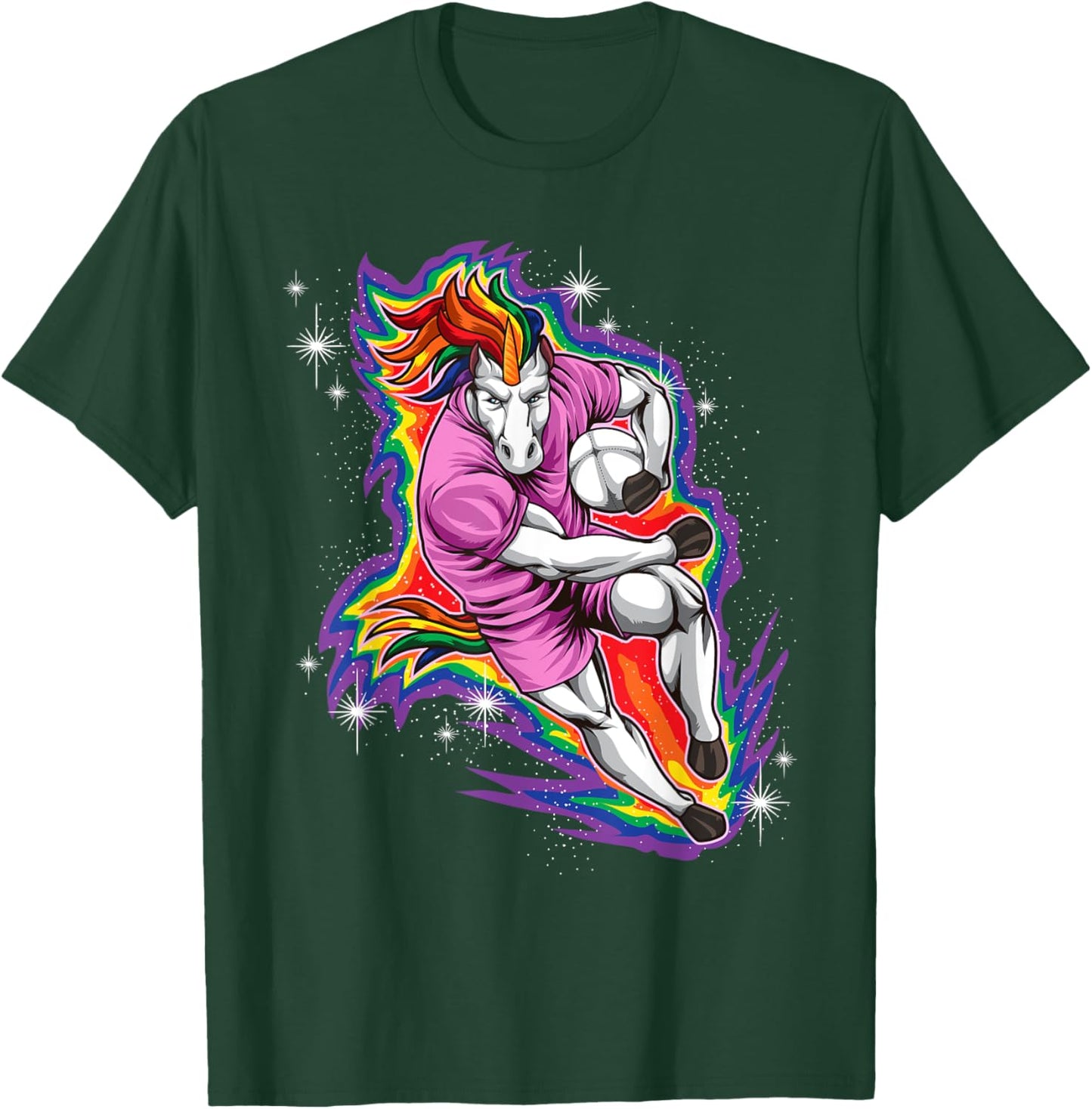 Rugby Unicorn - Rainbow Player - Rugby Team T-Shirt - T-Shirt | Forest