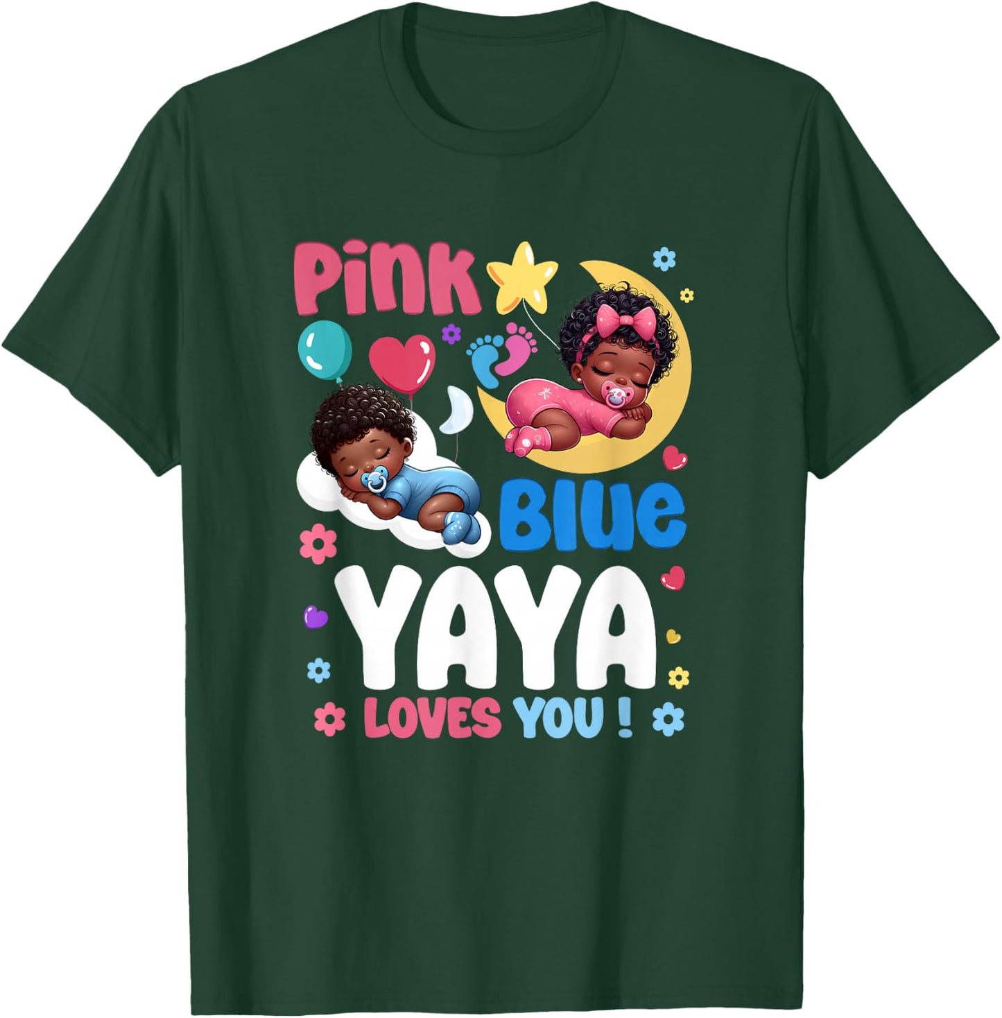 Pink Or Blue Yaya Loves You Baby Gender Reveal Party T-Shirt - T-Shirt | Forest