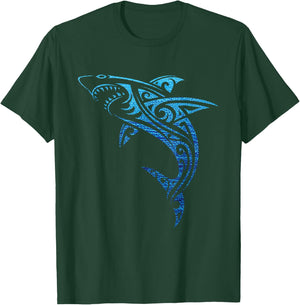 Artistic Tribal Shark Hawaiian Polynesian Tattoo Vacation T-Shirt - T-Shirt | Forest