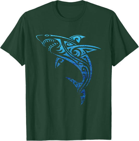 Artistic Tribal Shark Hawaiian Polynesian Tattoo Vacation T-Shirt - T-Shirt | Forest