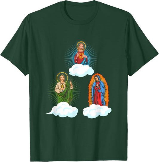 Jesus. Virgen María y San Judas Tadeo In Clouds T-Shirt - T-Shirt | Forest